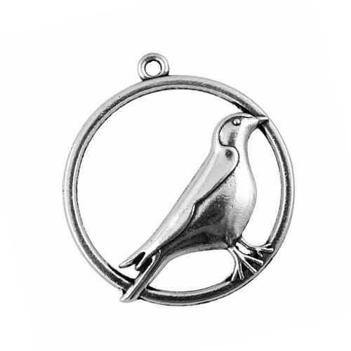 Zinc Alloy Animal Pendants Bird plated DIY & hollow antique silver color Sold By PC