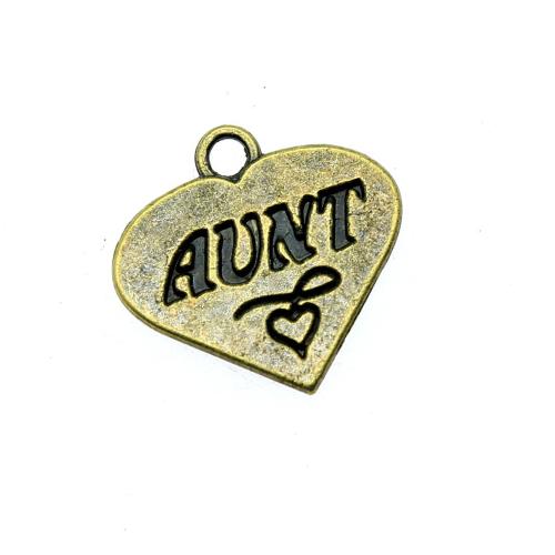 Zink Alloy Hjärta Hängen, plated, DIY, antik brons färg, 10PC/Bag, Säljs av Bag