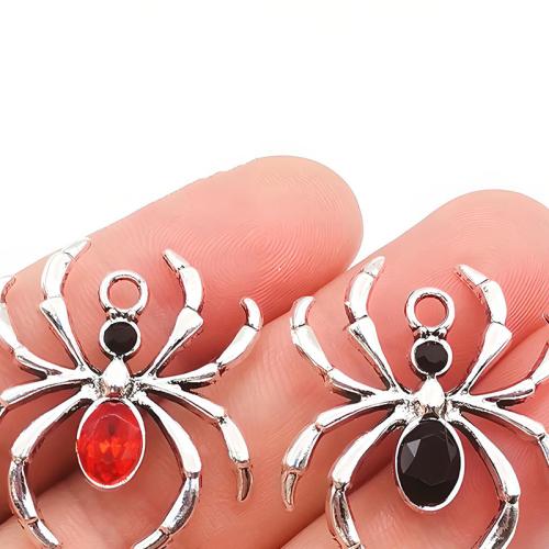 Pendant Halloween Fashion, alliage de zinc, araignée, Plaqué de couleur d'argent, DIY & avec strass, plus de couleurs à choisir, 27x31mm, Vendu par PC