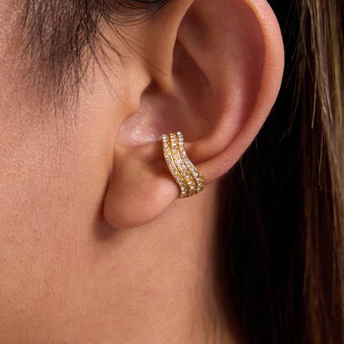 304 Edelstahl Ohrring Clip, goldfarben plattiert, Modeschmuck & mit Strass, goldfarben, verkauft von Paar