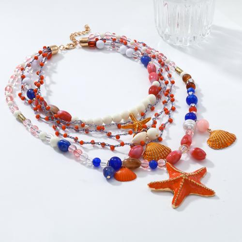 Módní náhrdelník Multi Layer, Pryskyřice, s Zinek, barva pozlacený, módní šperky & vícevrstvá, více barev na výběr, Prodáno By Pair