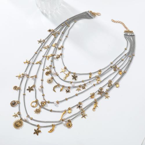 Módní náhrdelník Multi Layer, Zinek, s Plastové Pearl, barva pozlacený, módní šperky & vícevrstvá, více barev na výběr, Prodáno By PC