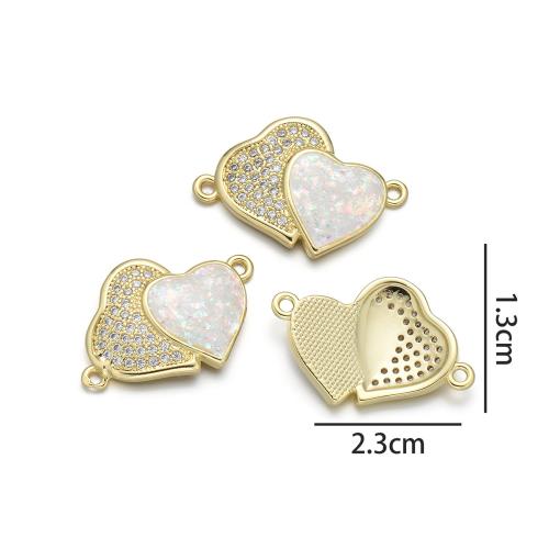 Zircon cubique Micro Pave laiton Connecteur, avec Opale, Placage de couleur d'or, DIY & pavé de micro zircon & boucle de 1/1, plus de couleurs à choisir, protéger l'environnement, sans nickel, plomb et cadmium, Vendu par PC