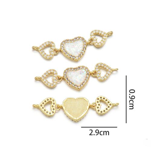 Zircon cubique Micro Pave laiton Connecteur, avec Opale, Placage de couleur d'or, DIY & pavé de micro zircon & boucle de 1/1, plus de couleurs à choisir, protéger l'environnement, sans nickel, plomb et cadmium, Vendu par PC