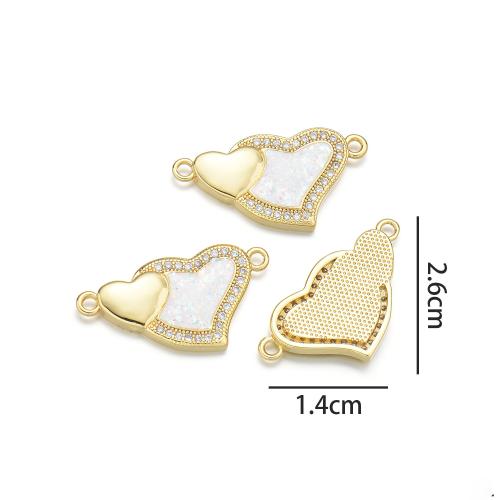 Zircon cubique Micro Pave laiton Connecteur, avec Opale, Placage de couleur d'or, DIY & pavé de micro zircon & boucle de 1/1, plus de couleurs à choisir, protéger l'environnement, sans nickel, plomb et cadmium, Vendu par PC