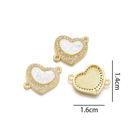 Zircon cubique Micro Pave laiton Connecteur, avec Opale, Placage de couleur d'or, DIY & pavé de micro zircon & boucle de 1/1, plus de couleurs à choisir, protéger l'environnement, sans nickel, plomb et cadmium, Vendu par PC
