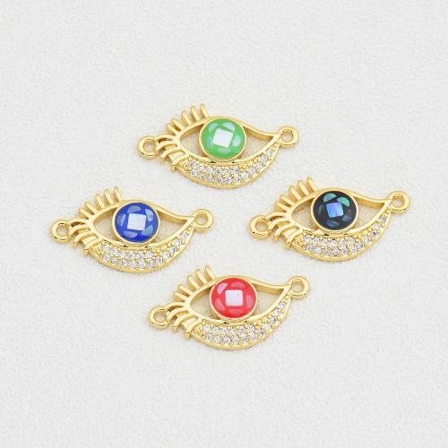 Zircon cubique Micro Pave laiton Connecteur, avec coquille, Placage de couleur d'or, DIY & pavé de micro zircon & émail & boucle de 1/1, plus de couleurs à choisir, protéger l'environnement, sans nickel, plomb et cadmium, Vendu par PC