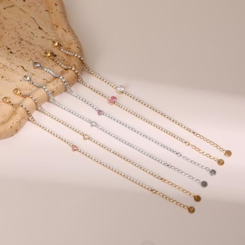 Bijoux bracelet en acier inoxydable, Acier inoxydable 304, avec zircon cubique, Plaqué or 18K, bijoux de mode & styles différents pour le choix & pour femme, plus de couleurs à choisir, Vendu par paire