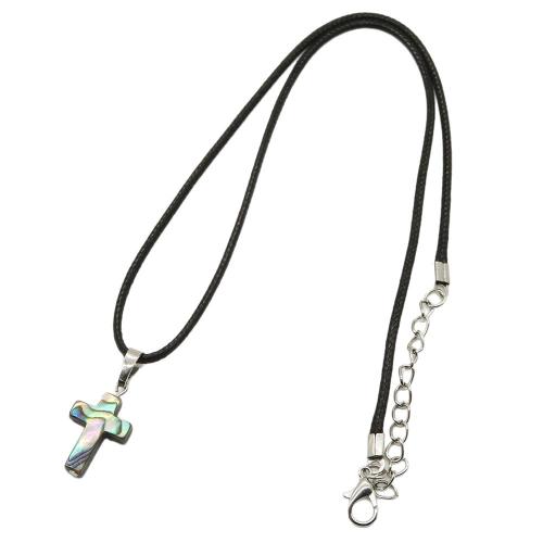 Collar de Nácar, Nácar de Abulón, con fundición, Cruces, Joyería, más colores para la opción, 15x24mm, longitud 45 cm, Vendido por UD