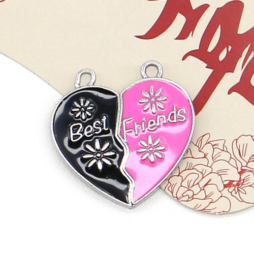 Přívěšek zinek slitiny, Srdce, barva stříbrná á, DIY & smalt, smíšené barvy, 30x30mm, Prodáno By PC