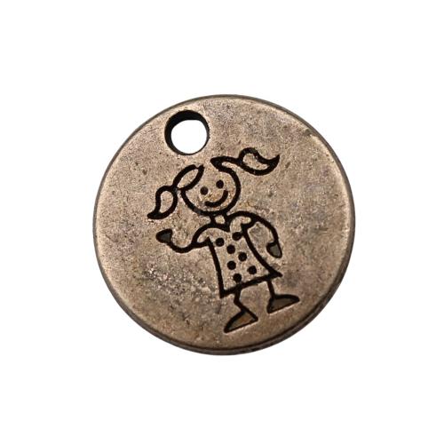 Character Shaped Zinc Alloy Pendants, liga de zinco, Roda, banhado, DIY, cor de bronze antiga, 10PCs/Bag, vendido por Bag