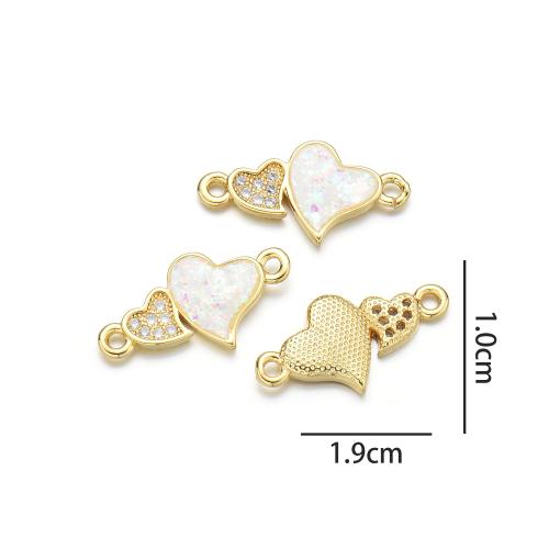 Zircon cubique Micro Pave laiton Connecteur, avec Opale, Placage, DIY & pavé de micro zircon & boucle de 1/1, plus de couleurs à choisir, protéger l'environnement, sans nickel, plomb et cadmium, Vendu par PC