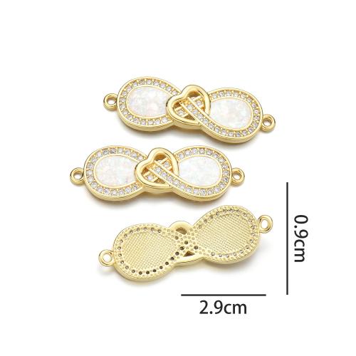 Zircon cubique Micro Pave laiton Connecteur, avec Opale, Placage, DIY & pavé de micro zircon & boucle de 1/1, plus de couleurs à choisir, protéger l'environnement, sans nickel, plomb et cadmium, Vendu par PC