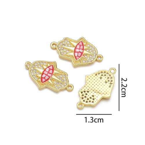 Zircon cubique Micro Pave laiton Connecteur, avec coquille, Placage, DIY & pavé de micro zircon & émail & boucle de 1/1, plus de couleurs à choisir, protéger l'environnement, sans nickel, plomb et cadmium, Vendu par PC