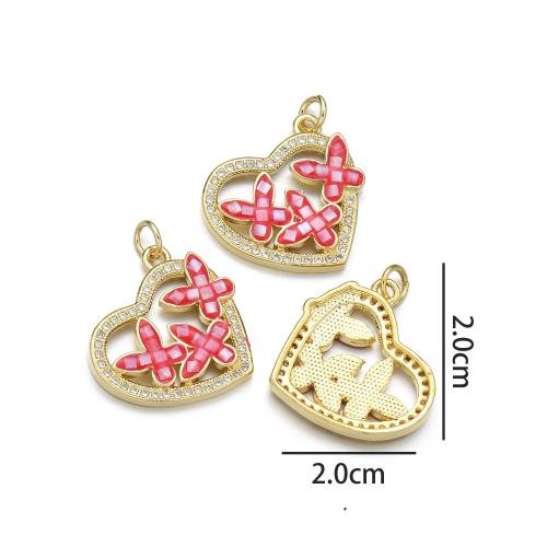 Cubique Pendentif en laiton zircon pavent, avec coquille, Placage, DIY & pavé de micro zircon & émail, plus de couleurs à choisir, protéger l'environnement, sans nickel, plomb et cadmium, Vendu par PC