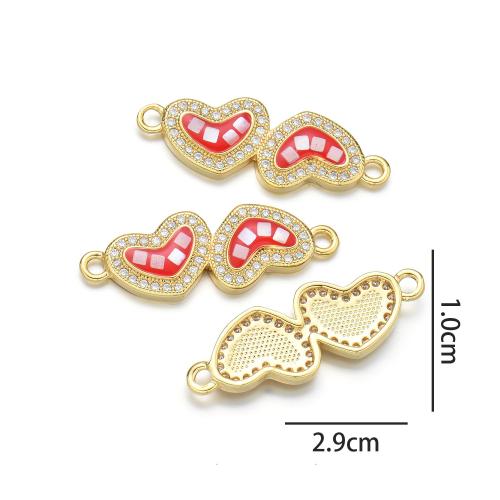 Zircon cubique Micro Pave laiton Connecteur, avec coquille, Placage, DIY & pavé de micro zircon & émail & boucle de 1/1, plus de couleurs à choisir, protéger l'environnement, sans nickel, plomb et cadmium, Vendu par PC