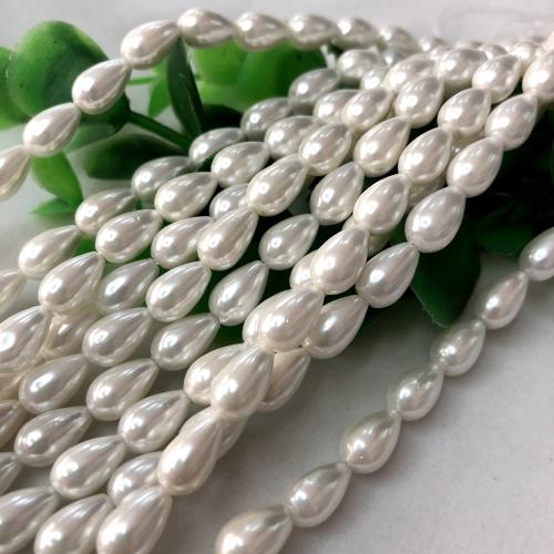 Glass Pearl Helmet, Helmiäislasihelmi, Kyynel, kullan väri kullattu, tee-se-itse, valkoinen, 6-12mm, Myymät Strand