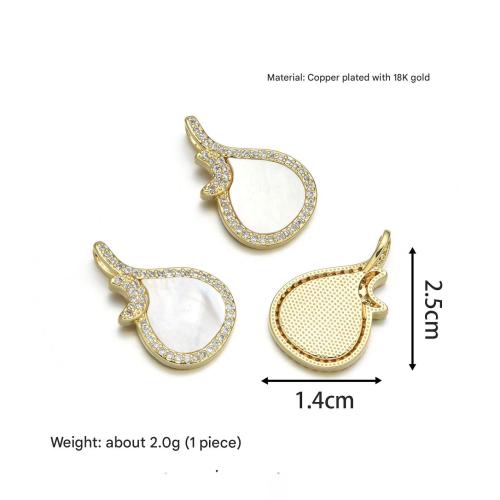 Cubique Pendentif en laiton zircon pavent, avec coquille blanche, Placage, DIY & pavé de micro zircon, plus de couleurs à choisir, protéger l'environnement, sans nickel, plomb et cadmium, Vendu par PC
