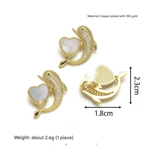 Cubique Pendentif en laiton zircon pavent, avec coquille blanche, Placage, DIY & pavé de micro zircon, plus de couleurs à choisir, protéger l'environnement, sans nickel, plomb et cadmium, Vendu par PC