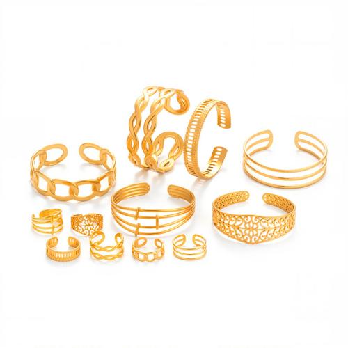 Stainless Steel smycken Ställer, 304 rostfritt stål, plated, olika stilar för val & för kvinna & ihålig, gyllene, Säljs av PC