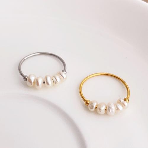 Sladkovodní Pearl prst prsten, 304 Stainless Steel, s Sladkovodní Pearl, á, módní šperky & různé velikosti pro výběr & pro ženy, více barev na výběr, Prodáno By PC