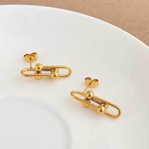 Boucle d'oreille de gaujon en acier inoxydable, Acier inoxydable 304, Placage, bijoux de mode & pour femme & creux, doré, Vendu par paire