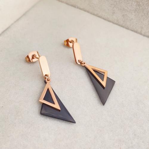 Edelstahl Tropfen Ohrring, 304 Edelstahl, mit Acryl, plattiert, Modeschmuck & für Frau & hohl, Roségold, verkauft von Paar