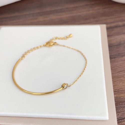 Bijoux bracelet en acier inoxydable, Acier inoxydable 304, Placage, bijoux de mode & pavé de micro zircon & pour femme, plus de couleurs à choisir, Vendu par PC