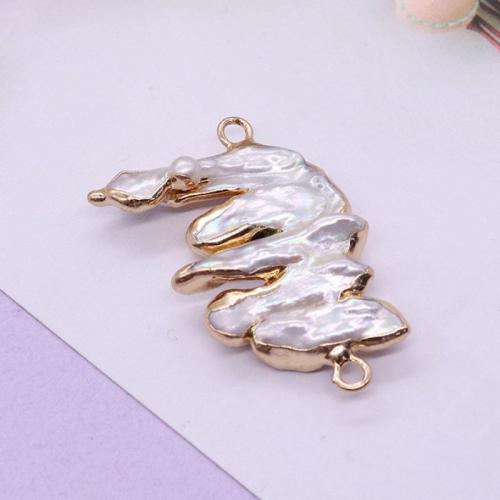 Sladkovodní Pearl Konektor, s Mosaz, Baroko, barva pozlacený, DIY, smíšené barvy, Prodáno By PC