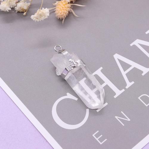 Přírodní křemenné Přívěsky, Clear Quartz, s Mosaz, barva pozlacený, DIY, smíšené barvy, Prodáno By PC