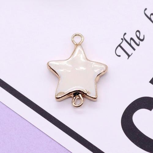 Conector de concha, White Lip Shell, with cobre, Estrela, cromado de cor dourada, DIY, cores misturadas, vendido por PC