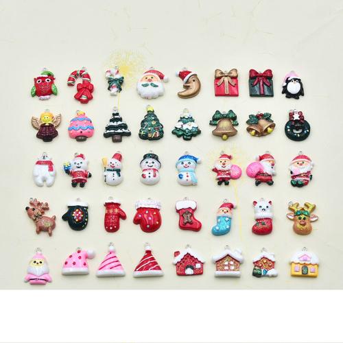 Resin Weihnachtsanhänger, Harz, mit Eisen, silberfarben plattiert, DIY & Emaille, keine, 50PCs/Tasche, verkauft von Tasche