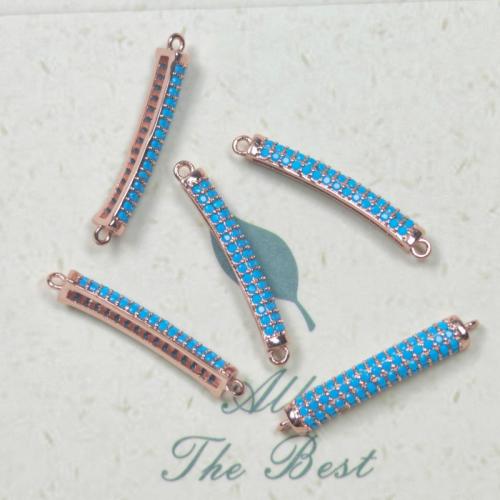 Cubic Zirconia Micro Pave Latão Connector, cobre, banhado, DIY & micro pavimento em zircônia cúbica, cores misturadas, níquel, chumbo e cádmio livre, vendido por PC