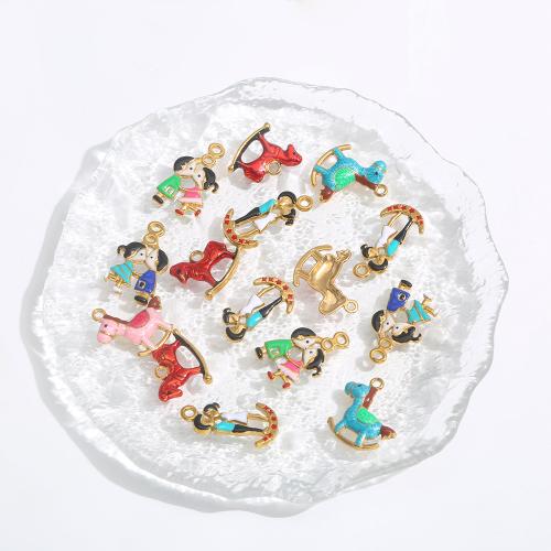 Stainless Steel Pendants 304 Stainless Steel gold color plated DIY & enamel Sold By Bag