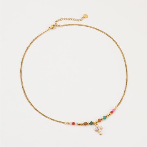 Nerezová ocel šperky náhrdelník, 304 Stainless Steel, s Pryskyřice & Plastové Pearl, 18K pozlacené, módní šperky & různé styly pro výběr & pro ženy, Prodáno By PC