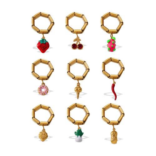 Smalt z nerezové oceli prst prsten, 304 Stainless Steel, 18K pozlacené, různé styly pro výběr & pro ženy, Prodáno By PC