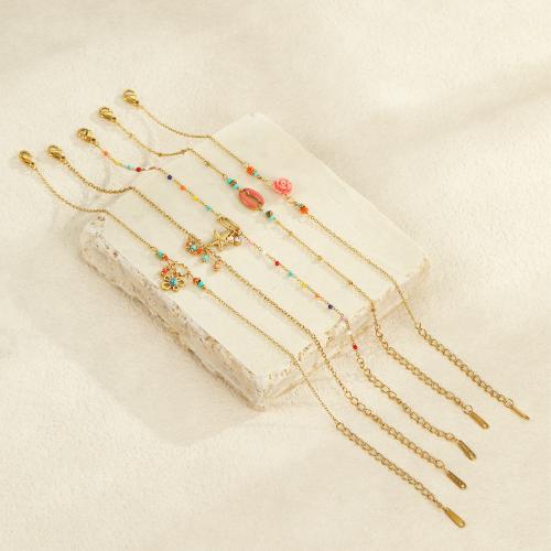 Bijoux bracelet en acier inoxydable, Acier inoxydable 304, avec résine, Plaqué or 18K, bijoux de mode & styles différents pour le choix & pour femme, Vendu par PC