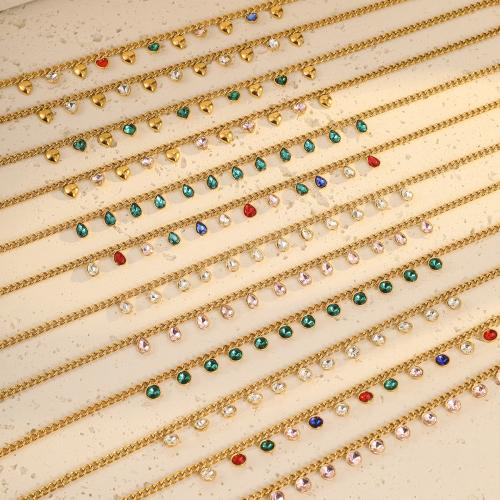 Jewelry Cruach dhosmálta muince, 304 Cruach dhosmálta, le Ciúbach Zirconia, 18K ór plátáilte, jewelry faisin & stíleanna éagsúla do rogha & do bhean, Díolta De réir PC