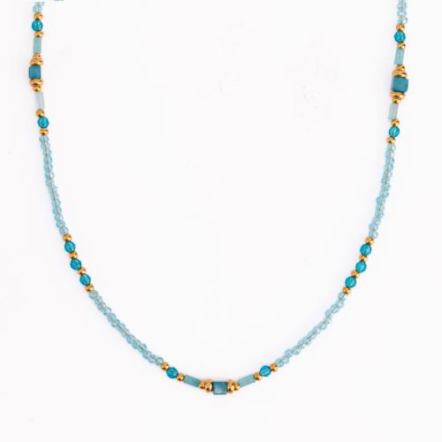Gloine Síl Beads muince, 304 Cruach dhosmálta, le Seedbead & Cloch Nádúrtha, 18K ór plátáilte, jewelry faisin & stíleanna éagsúla do rogha & do bhean, il-daite, Díolta De réir PC