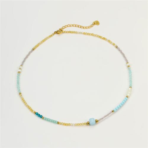 Gloine Síl Beads muince, 304 Cruach dhosmálta, le Cloch Nádúrtha & Crystal, 18K ór plátáilte, jewelry faisin & do bhean, il-daite, Díolta De réir PC