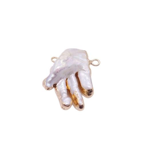 Freshwater Pearl Connector with Brass Hand gold color plated DIY mixed colors Sold By PC