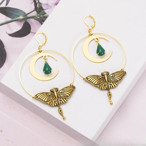 Zinc Alloy Drop Earrings with Acrylic Insect plated fashion jewelry Sold By Pair