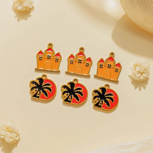 Stainless Steel Pendants 304 Stainless Steel gold color plated DIY & enamel Sold By Bag