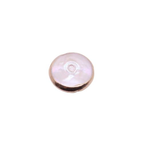 Freshwater Pearl Pendants with Brass Flat Round gold color plated DIY mixed colors Sold By PC