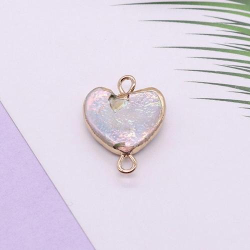 Sladkovodní Pearl Konektor, s Mosaz, Srdce, barva pozlacený, DIY, smíšené barvy, Prodáno By PC
