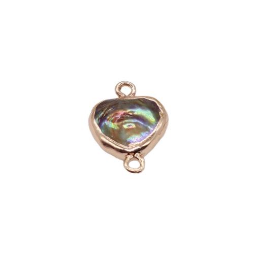 Freshwater Pearl Kontaktdon, med Mässing, Hjärta, guldfärg pläterade, DIY, blandade färger, Säljs av PC