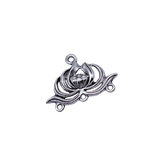Flower Zinc Alloy Connector plated DIY & hollow antique silver color Sold By Bag