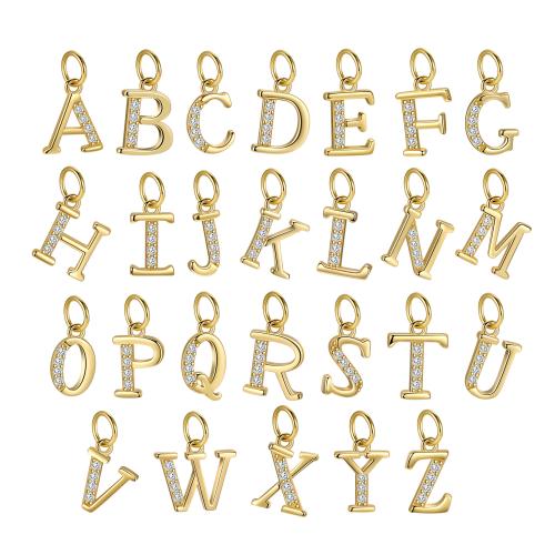 Cubic Zirconia Micro Pave Sterling Silver Pendant, 925 sterling silver, Alfabetsbokstav, DIY & olika stilar för val & micro bana cubic zirconia, fler färger för val, 8x14mm, Säljs av PC
