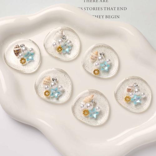 Mobiltelefon DIY sæt, Resin, med Plastic Pearl, du kan DIY, flere farver til valg, 34x30mm, Solgt af PC