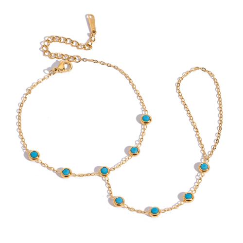 Fashion Stainless Steel Jewelry Sets 304 Stainless Steel with turquoise plated fashion jewelry & for woman golden Sold By PC